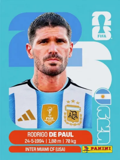 Figurita ARG-10 Rodrigo De Paul Mundial 2026
