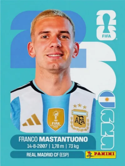 Figurita ARG-15 Franco Mastantuono Mundial 2026