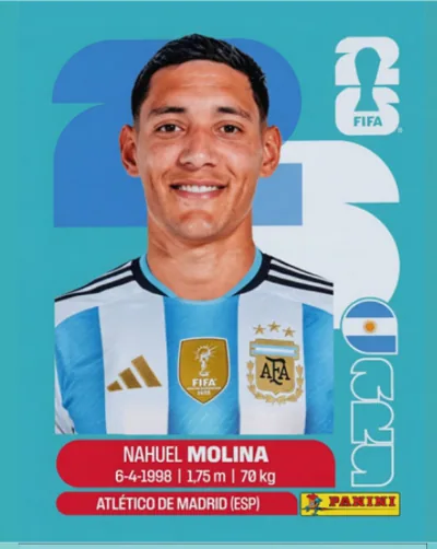 Figurita ARG-3 Nahuel Molina Mundial 2026