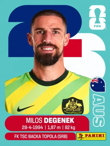Figurita AUS-10 Milos Degenek Mundial 2026