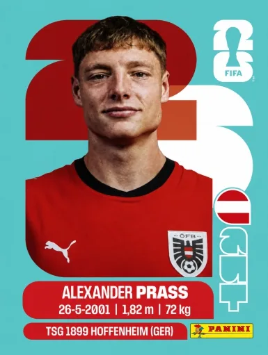 Figurita AUT-9 Alexander Prass Mundial 2026