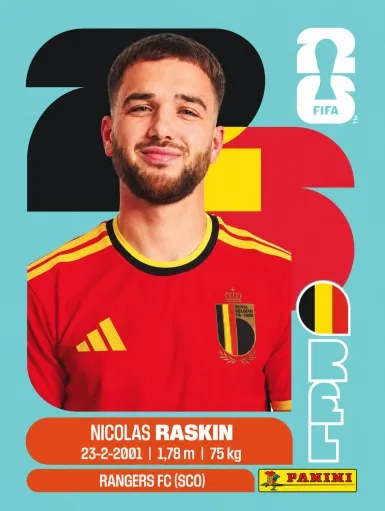 Figurita BEL-11 Nicolas Raskin Mundial 2026