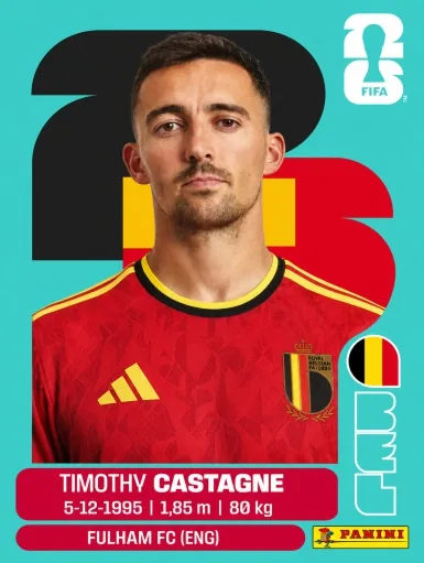 Figurita BEL-4 Timothy Castagne Mundial 2026