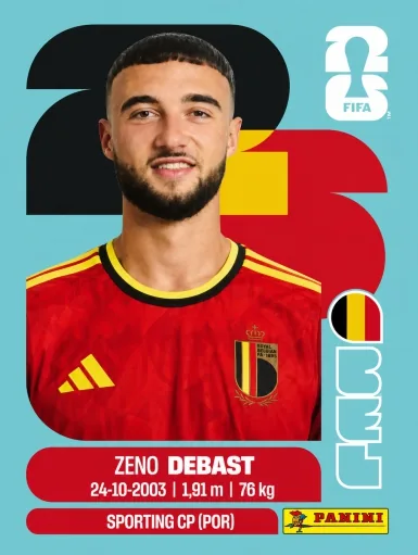 Figurita BEL-5 Zeno Debast Mundial 2026