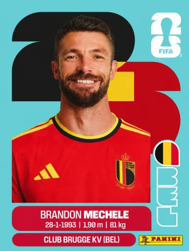 Figurita BEL-6 Brandon Mechele Mundial 2026