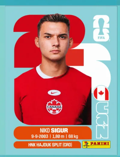 Figurita CAN-16 Niko Sigur Mundial 2026