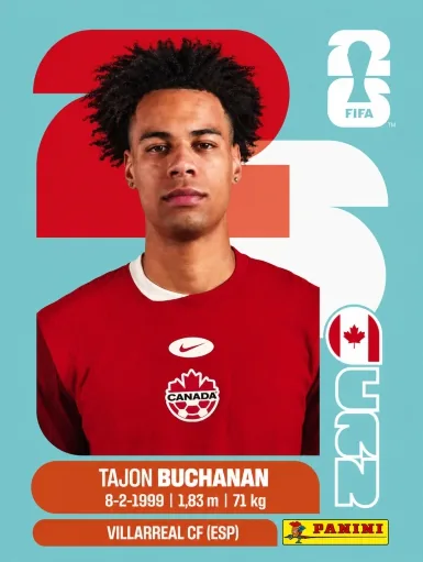 Figurita CAN-17 Tajon Buchanan Mundial 2026