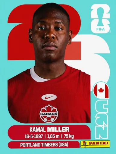 Figurita CAN-9 Kamal Miller Mundial 2026