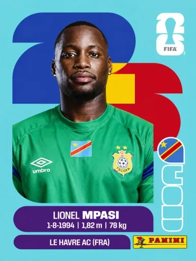 Figurita COD-2 Lionel Mpasi Mundial 2026