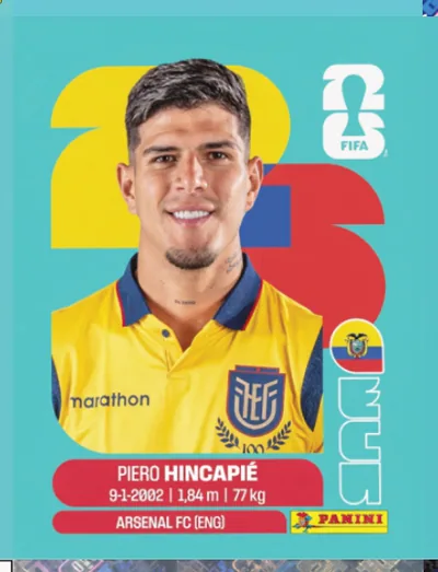 Figurita ECU-4 Piero Hincapié Mundial 2026