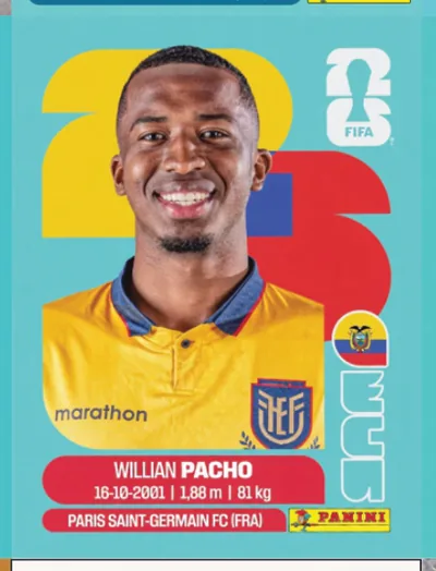 Figurita ECU-6 Willian Pacho Mundial 2026