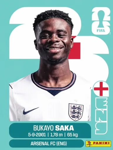 Figurita ENG-17 Bukayo Saka Mundial 2026