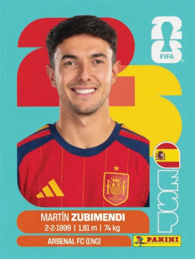 Figurita ESP-9 Martín Zubimendi Mundial 2026