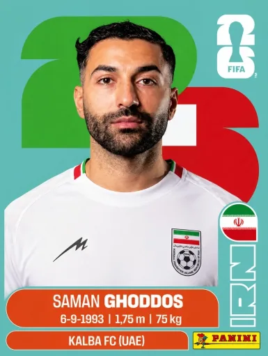 Figurita IRN-12 Saman Ghoddos Mundial 2026