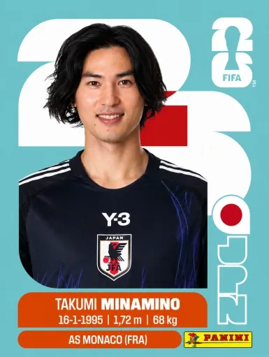 Figurita JPN-16 Takumi Minamino Mundial 2026