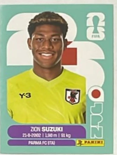 Figurita JPN-2 Zion Suzuki Mundial 2026