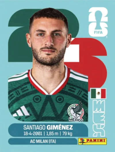 Figurita MEX-16 Santiago Giménez Mundial 2026