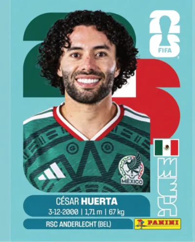 Figurita MEX-20 Cesar Huerta Mundial 2026