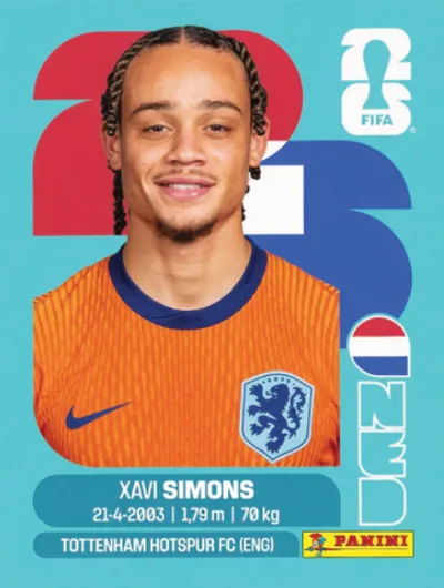 Figurita NED-15 Xavi Simons Mundial 2026