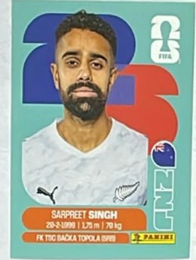Figurita NZL-11 Sarpreet Singh Mundial 2026