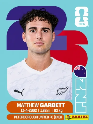 Figurita NZL-14 Matthew Garbett Mundial 2026