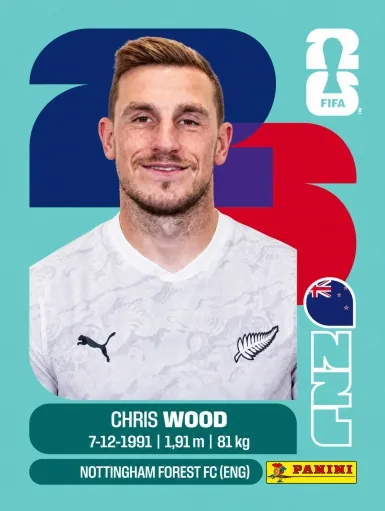 Figurita NZL-17 Chris Wood Mundial 2026