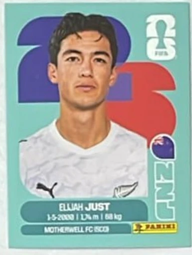 Figurita NZL-18 Elijah Just Mundial 2026