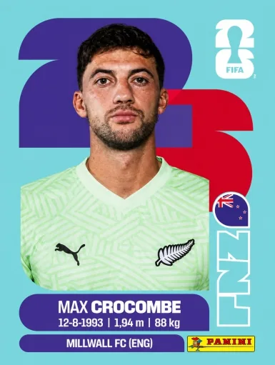 Figurita NZL-2 Max Crocombe Payne Mundial 2026