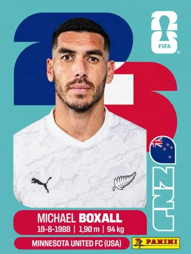 Figurita NZL-4 Michael Boxall Mundial 2026