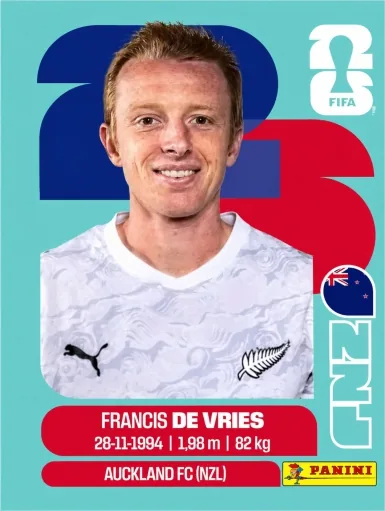Figurita NZL-8 Francis de Vries Mundial 2026