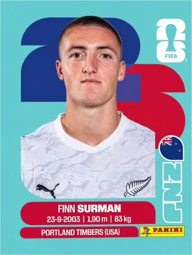 Figurita NZL-9 Finn Surman Mundial 2026