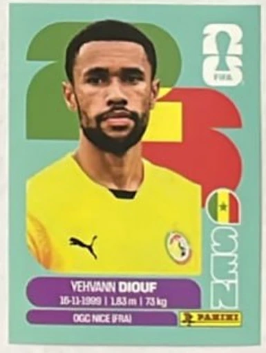 Figurita SEN-3 Yehvann Diouf Mundial 2026