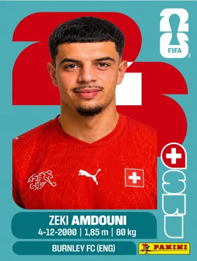 Figurita SUI-20 Zeki Amdouni Mundial 2026
