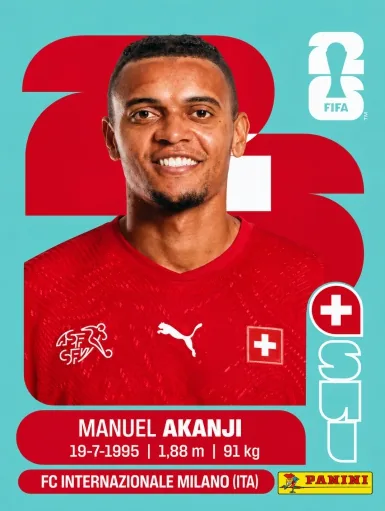 Figurita SUI-4 Manuel Akanji Mundial 2026