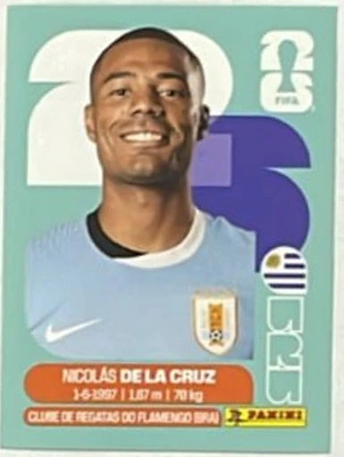 Figurita URU-15 Nicolás de la Cruz Mundial 2026