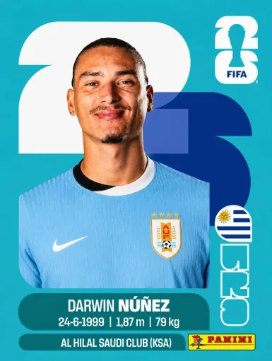 Figurita URU-17 Darwin Núñez Mundial 2026
