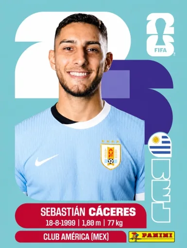 Figurita URU-6 Sebastian Caceres Mundial 2026