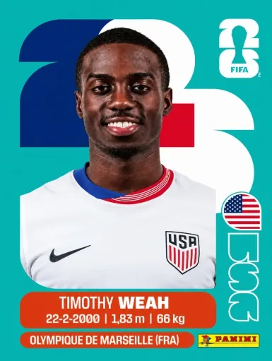 Figurita USA-12 Timothy Weah Mundial 2026