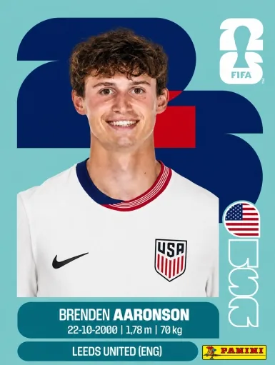 Figurita USA-17 Brenden Aaronson Mundial 2026