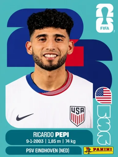 Figurita USA-18 Ricardo Pepi Mundial 2026