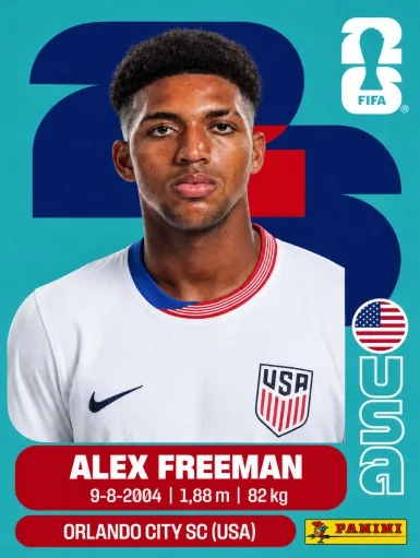 Figurita USA-6 Alex Freeman Mundial 2026