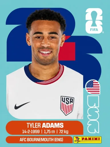Figurita USA-8 Tyler Adams Mundial 2026