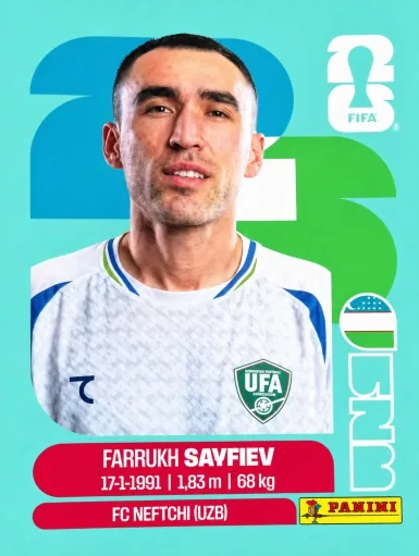 Figurita UZB-3 Farrukh Savfiev Mundial 2026